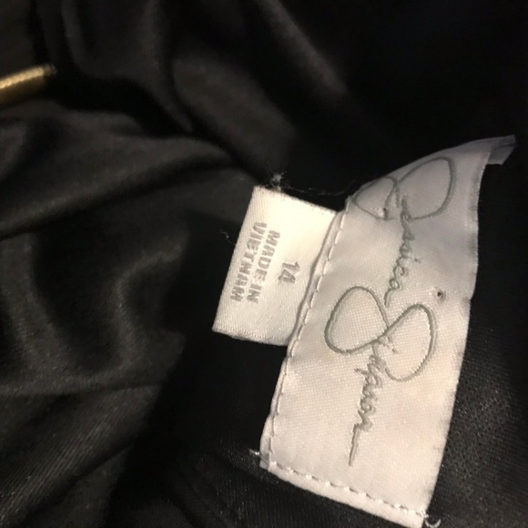 Jessica Simpson Blouson Halter Dress Black Gold 14 - Picture 6 of 7